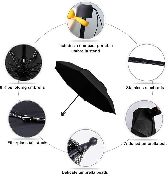 Mini Umbrella with Case for Men & Women (Manual Open) Compact Travelling Umbrella